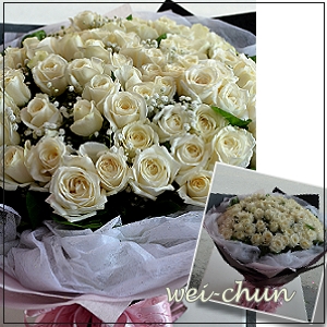 白玫瑰花束 情人節花束 大型花束